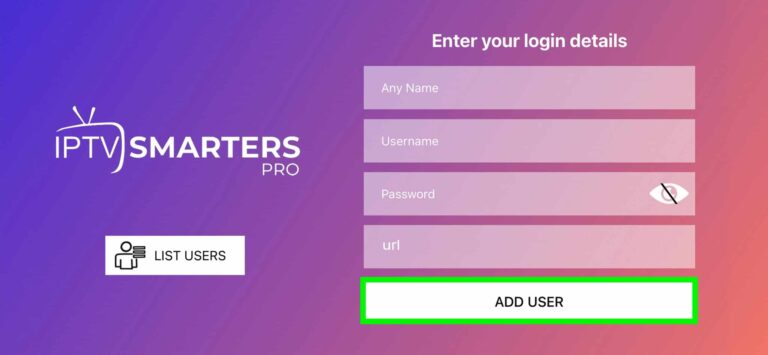 IPTV Smarters pro login page